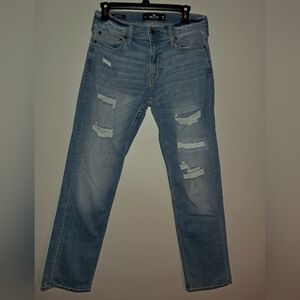 Hollister Men's Light Blue Distressed Jeans